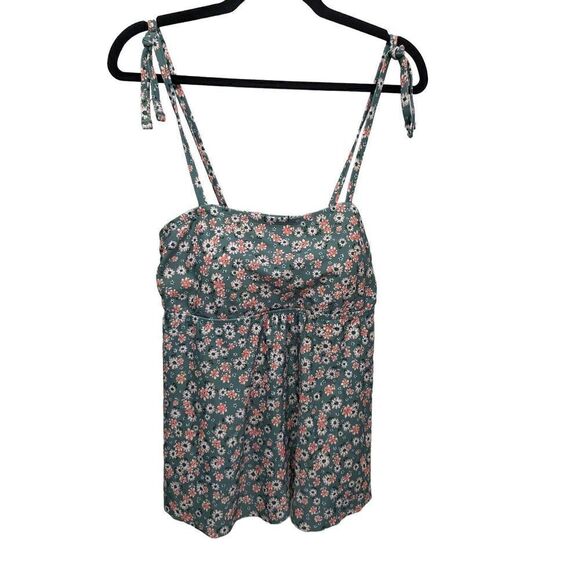 NWT Maternity Tankini Top Isabel Maternity Green Floral Women's Size Large - Picture 1 of 8